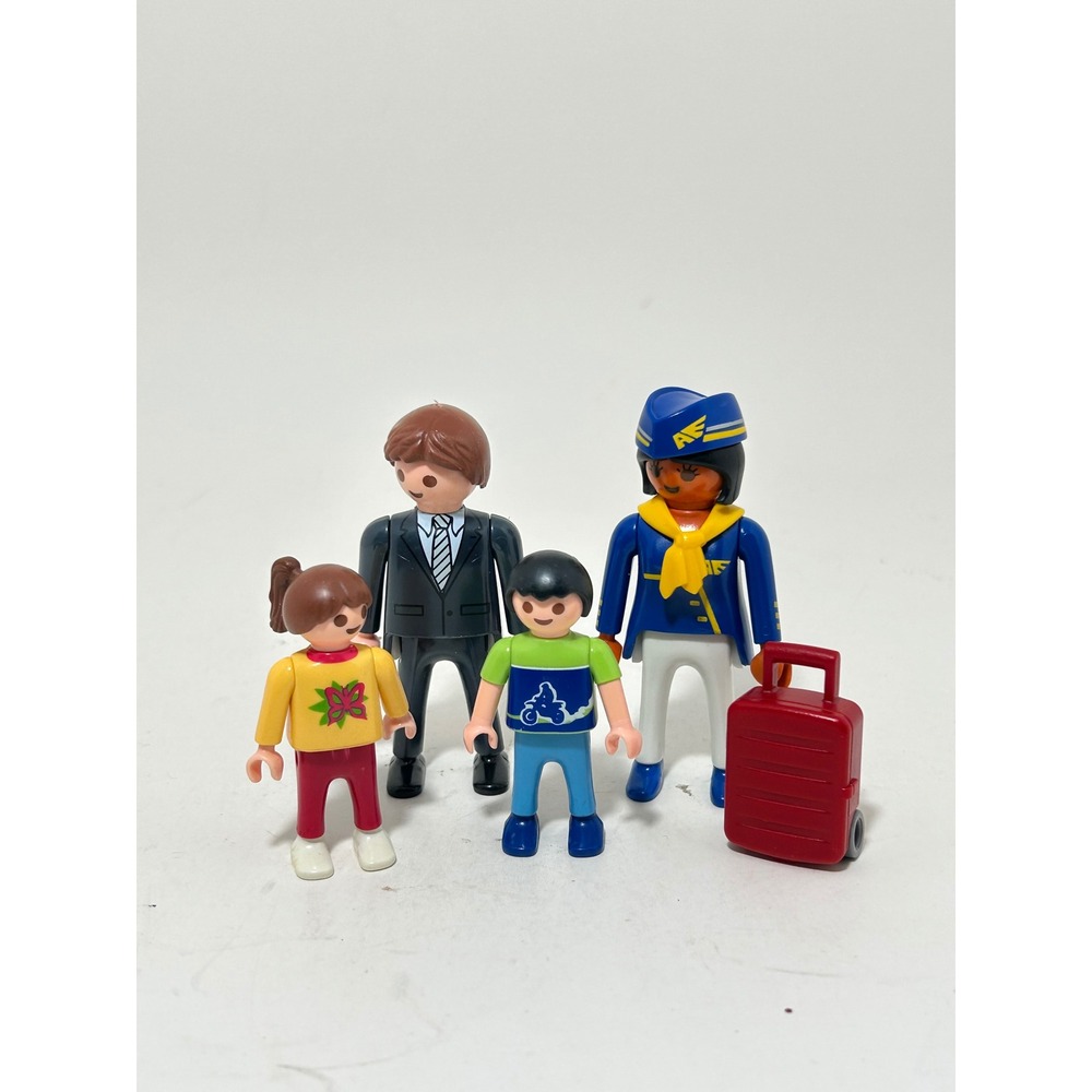 Playmobil Family Travel Figures Set Flight Attendant Suitcase 4 People Suit Tie‎